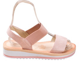 Mannika Sandalias de gamuza en la plataforma rosa