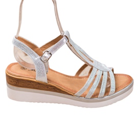Mannika Sandalias de cuña cómodas gris