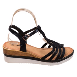 Mannika Sandalias de cuña cómodas negro