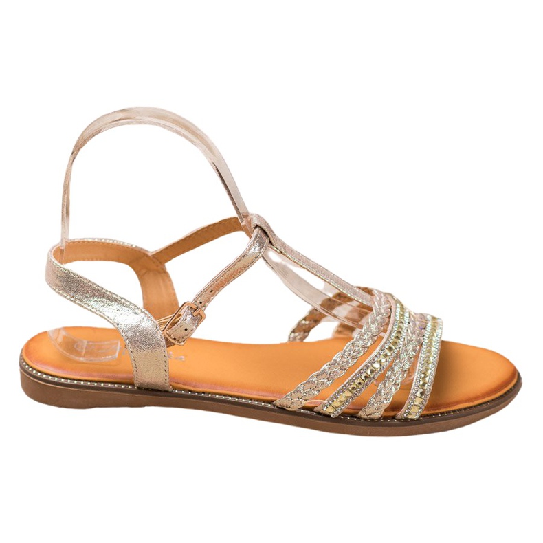 Mannika Sandalias elegantes con cristales amarillo