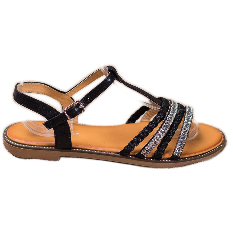 Mannika Sandalias elegantes con cristales negro