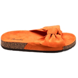 Renda Zapatillas cómodas con lazo naranja