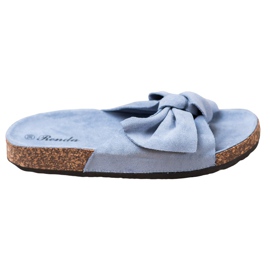 Renda Zapatillas cómodas con lazo azul