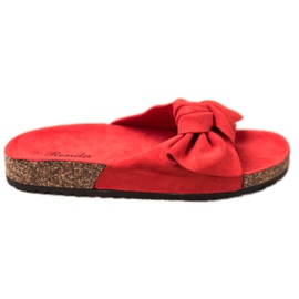 Renda Zapatillas cómodas con lazo rojo