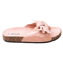 Renda Zapatillas cómodas con lazo rosa