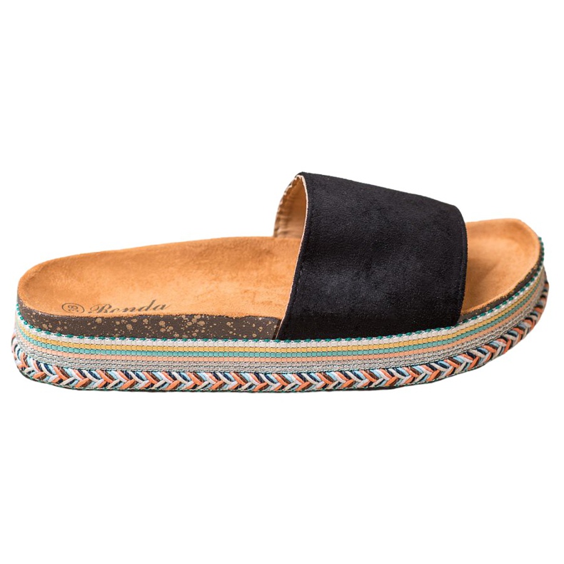 Renda Zapatillas en la plataforma negro