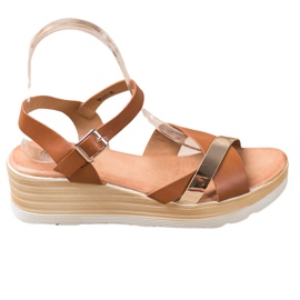 Renda Sandalias de cuña marrón