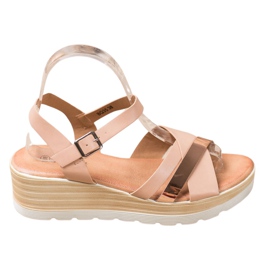 Renda Sandalias de cuña beige