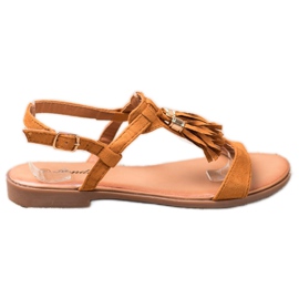 Renda Sandalias Con Flecos marrón
