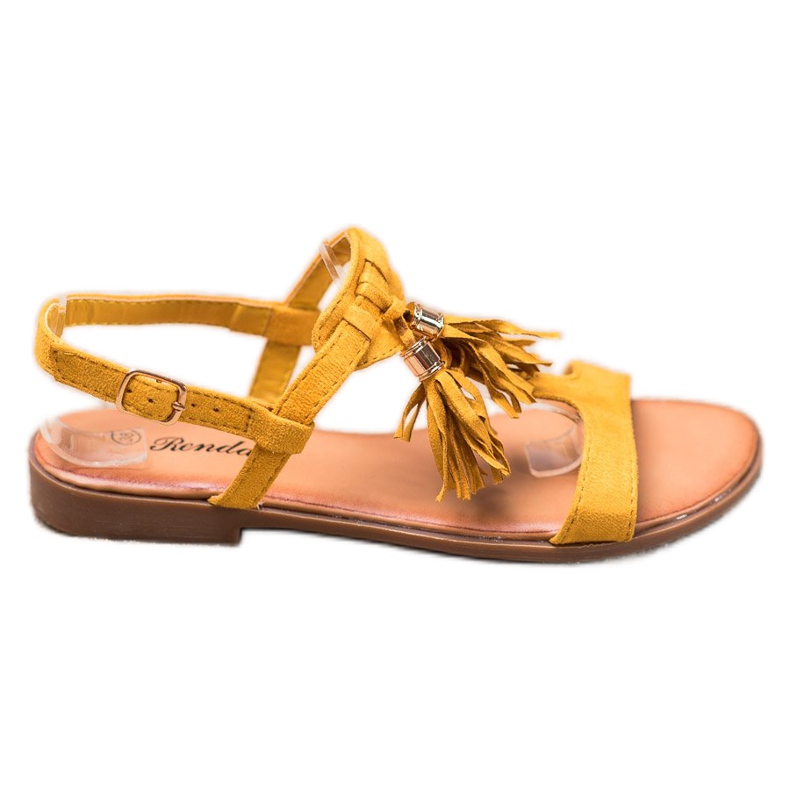 Renda Sandalias Con Flecos amarillo Renda Sandalias Con Flecos amarillo