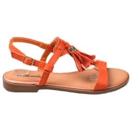 Renda Sandalias Con Flecos naranja