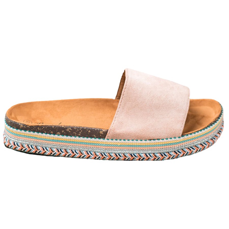 Renda Zapatillas en la plataforma marrón