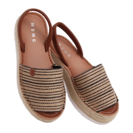 Sandalias alpargatas negras WH935 Black beige marrón