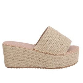 Pantuflas cuña alpargatas beige LL909 Beige