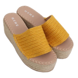 Pantuflas cuña alpargatas miel LL909 Amarillo