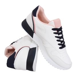 Zapatillas deportivas de mujer blancas BK938 WHITE / NAVY blanco azul marino