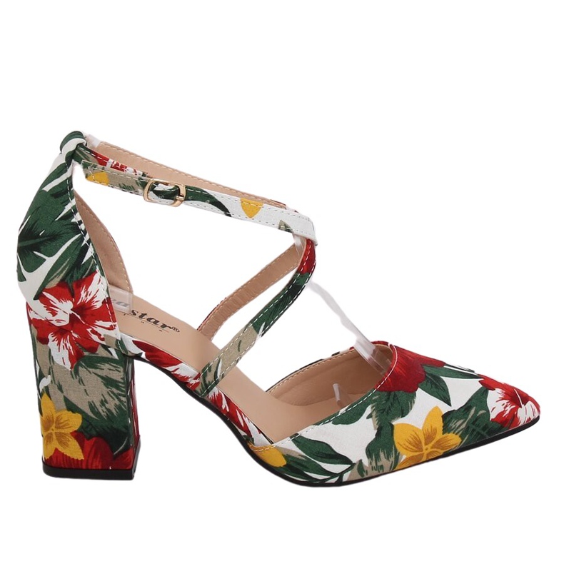 Zapatos de salón floridos NC950 Blanco multicolor Zapatos de salón floridos NC950 Blanco multicolor