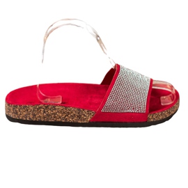 Bona Pantuflas Con Circonita Cúbica rojo