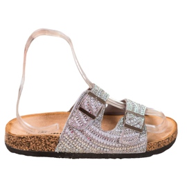 Bona Zapatillas con estilo con hebilla gris