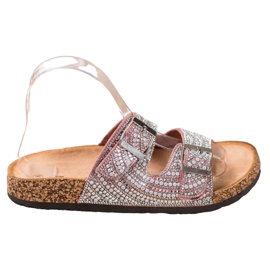 Bona Zapatillas con estilo con hebilla rosado