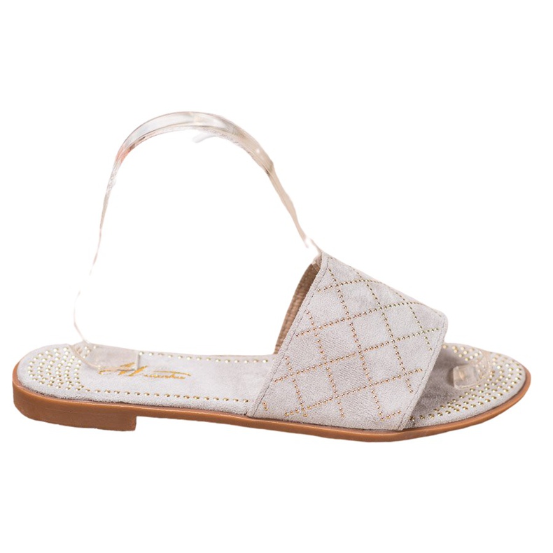 SHELOVET Pantuflas de gamuza elegantes gris