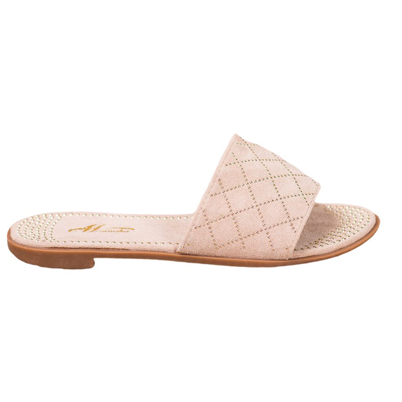SHELOVET Pantuflas de gamuza elegantes beige