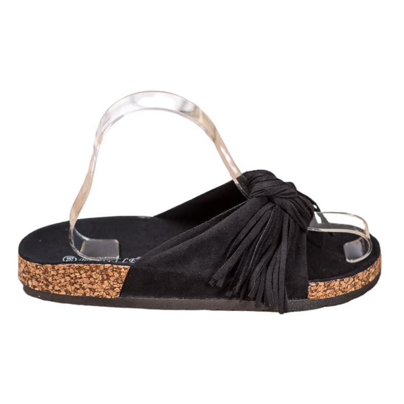 Bestelle Pantuflas de Ante con Flecos negro