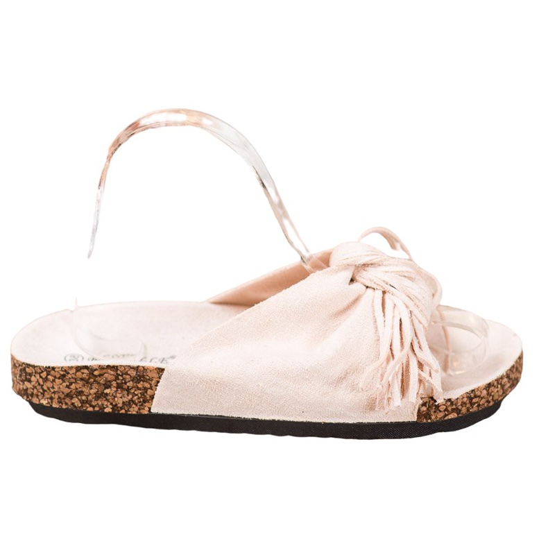 Bestelle Pantuflas de Ante con Flecos beige