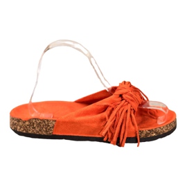 Bestelle Pantuflas de Ante con Flecos naranja