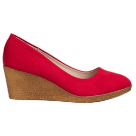 Goodin Zapatos de tacón de ante con cuña rojo