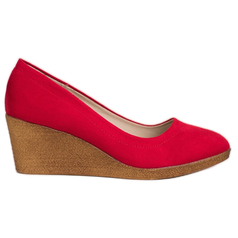 Goodin Zapatos de tacón de ante con cuña rojo Goodin Zapatos de tacón de ante con cuña rojo