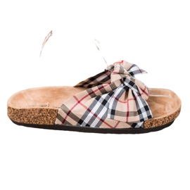Bona Pantuflas Con Lazo A Cuadros beige multicolor Bona Pantuflas Con Lazo A Cuadros beige multicolor