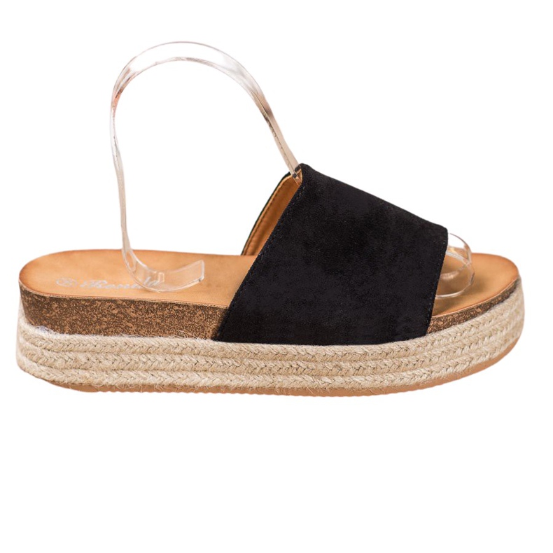 Renda Zapatillas de ante en la plataforma negro