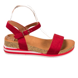Renda Sandalias de gamuza casual rojo Renda Sandalias de gamuza casual rojo
