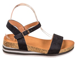 Renda Sandalias de gamuza casual negro