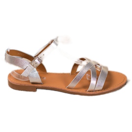 SHELOVET Sandalias de tacón plano gris