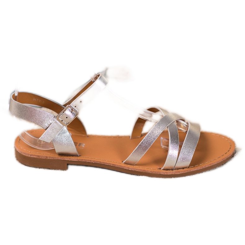 SHELOVET Sandalias de tacón plano gris