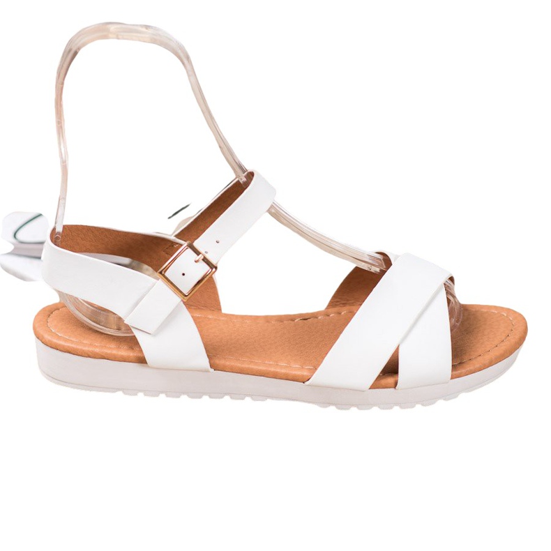 SHELOVET Sandalias textiles cómodas blanco