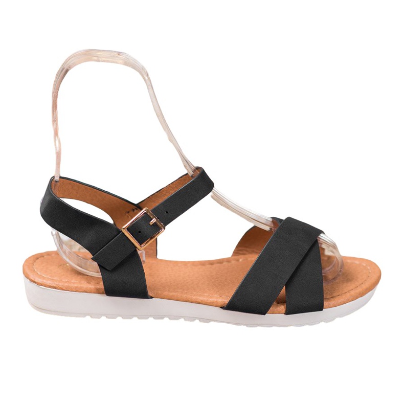 SHELOVET Sandalias textiles cómodas negro