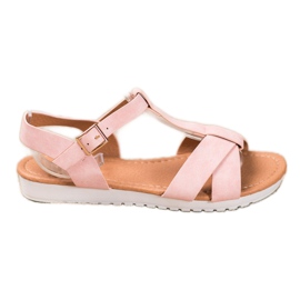 SHELOVET Sandalias de tela rosa rosado
