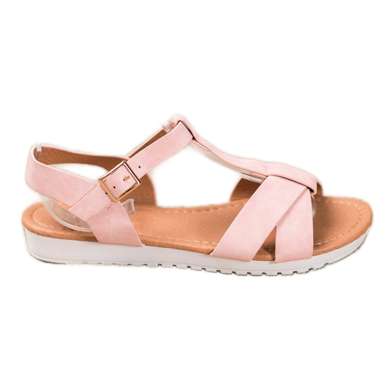 SHELOVET Sandalias de tela rosa rosado