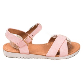 SHELOVET Sandalias textiles cómodas rosado