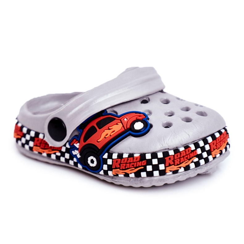 Giolan Zapatillas de Espuma para Niños Kroks Grey Road Racing rojo naranja gris