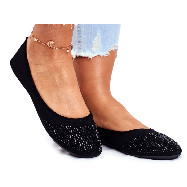 Le Scarpe Bailarinas negras de mujer con circonita Amantero negro