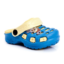 Giolan Zapatillas de espuma para niños Kroks Small Koala azul amarillo
