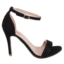 Negro GG-85P Sandalias negras con alfiler