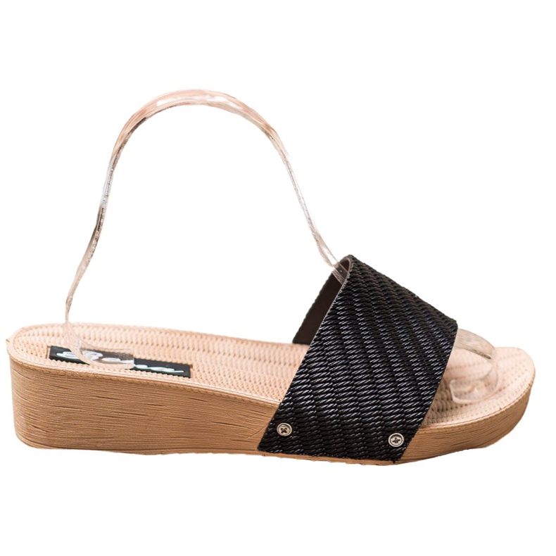 Bona Zapatillas de cuña con estilo negro Bona Zapatillas de cuña con estilo negro