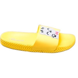Bona Pantuflas Amarillas Con Aplicación amarillo