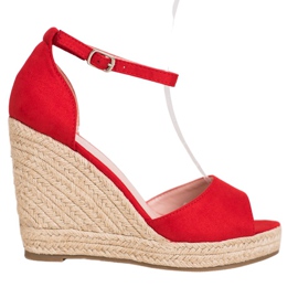 SHELOVET Alpargatas rojas en la cuña rojo SHELOVET Alpargatas rojas en la cuña rojo