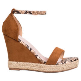 Goodin Sandalias de cuña de ante marrón